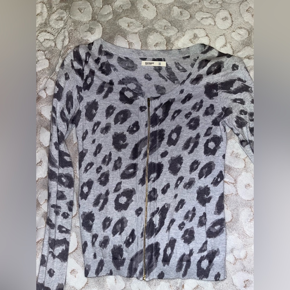 Old navy Leopard print gray jacket